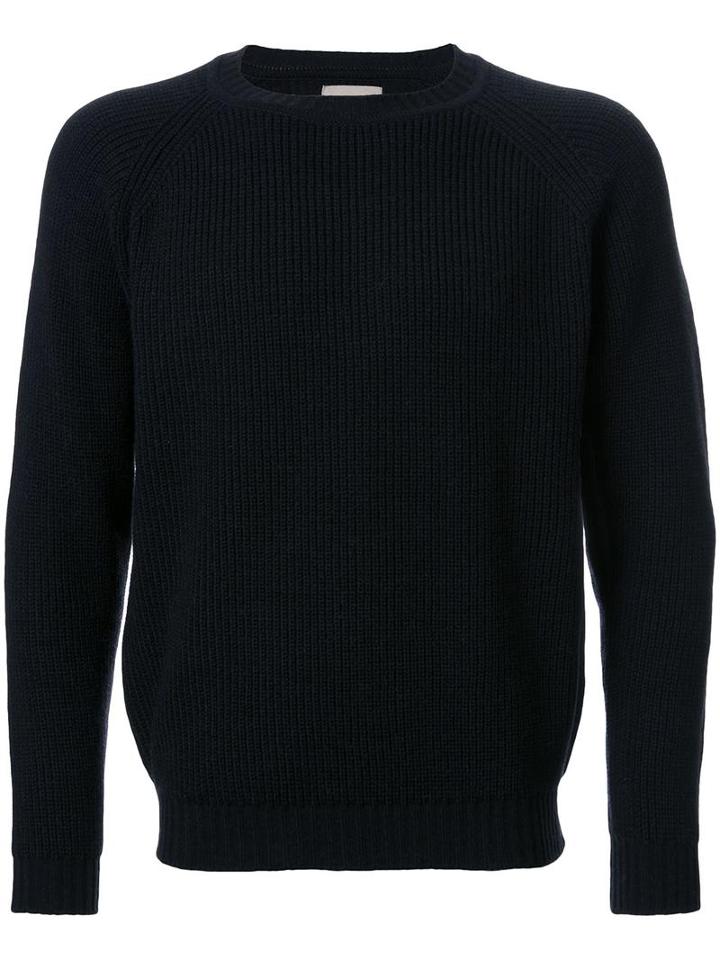 Factotum Ribbed Crew Neck Jumper, Men's, Size: 44, Black, Acrylic/wool/alpaca