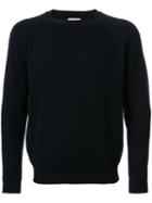 Factotum Ribbed Crew Neck Jumper, Men's, Size: 44, Black, Acrylic/wool/alpaca