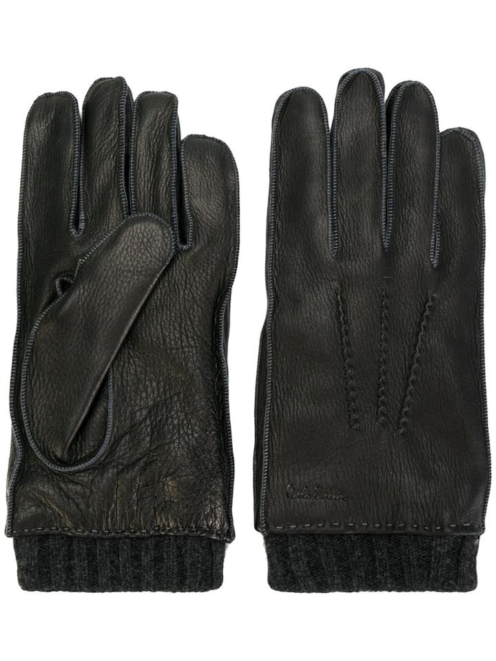 Paul Smith Knit Trim Gloves - Brown