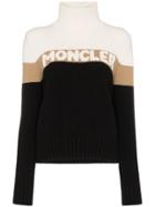 Moncler Roll-neck Logo Intarsia Sweater - Black
