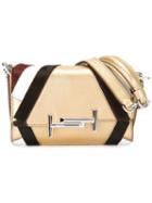 Tod's Logo Plaque Shoulder Bag, Women's, Grey, Calf Leather/calf Suede/calf Hair/brass
