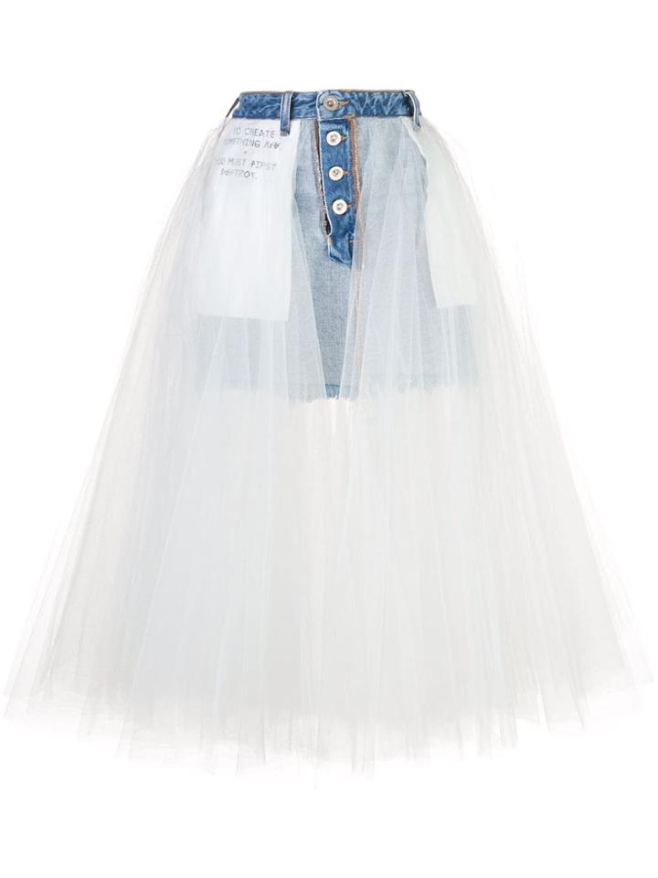 Unravel Project Denim Tulle Skirt - Blue