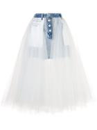 Unravel Project Denim Tulle Skirt - Blue