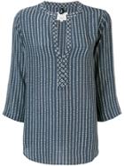 Diega Flared Embroidered Blouse - Blue