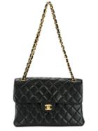 Chanel Vintage Double Flap Shoulder Bag, Women's, Black