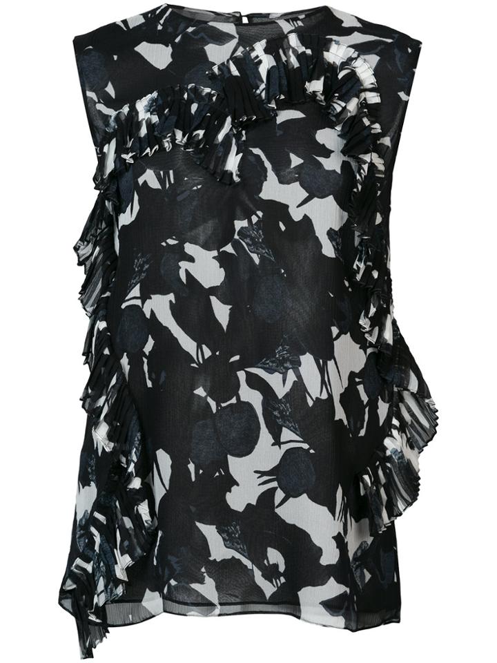 Jason Wu Ruffle Floral Tank Top - Black