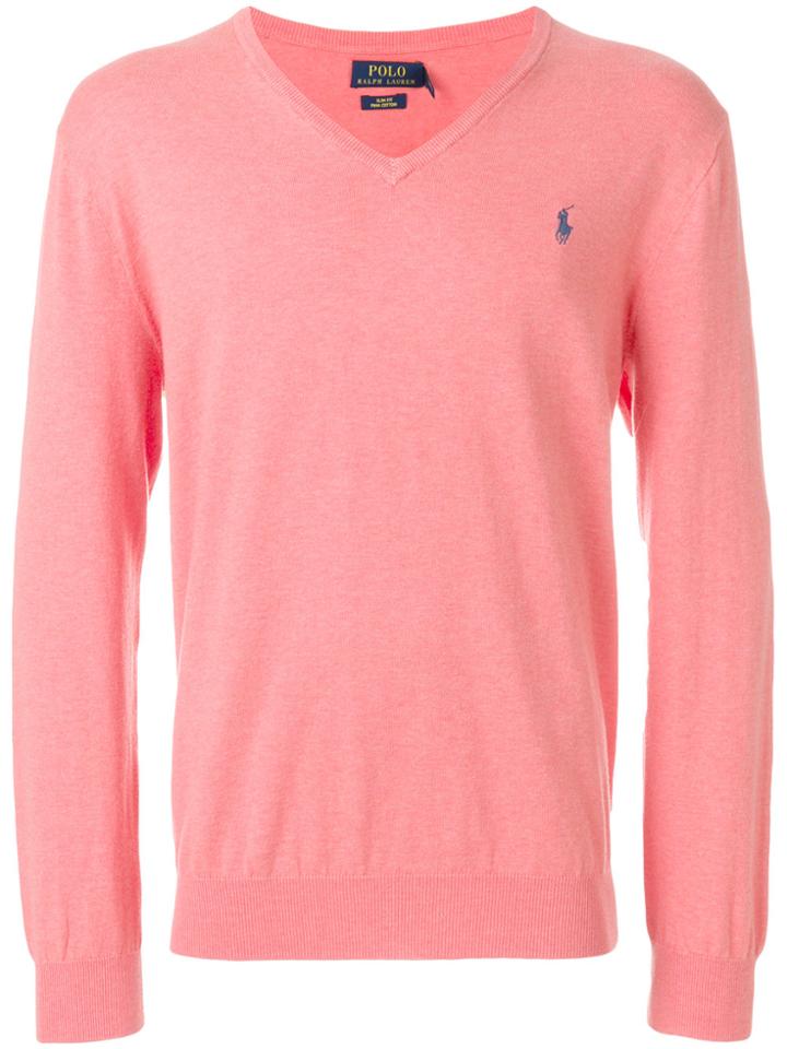Polo Ralph Lauren Classic V-neck Pullover - Pink & Purple
