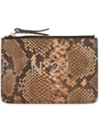 No21 - Snakeskin Effect Clutch - Women - Leather - One Size, Brown, Leather