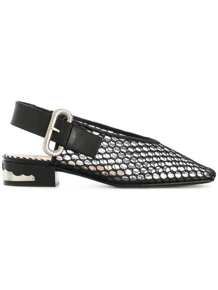 Toga Pulla Square Toe Fishnet Pumps - Black