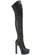 Casadei Thigh Length Platform Boots - Black