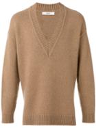 Bally Low V-neck Jumper, Men's, Size: 46, Brown, Cashmere