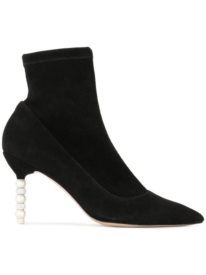Sophia Webster Embellished Heel Sock Boots - Black