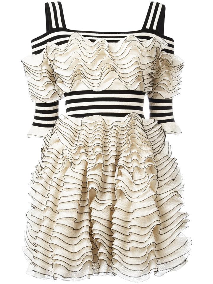 Alexander Mcqueen Ruffle Layered Mini Dress, Women's, Size: Xs, Nude/neutrals, Viscose/polyester/polyamide/silk