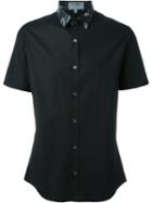 Les Hommes Urban Contrast Collar Shirt, Men's, Size: 46, Black, Cotton/spandex/elastane