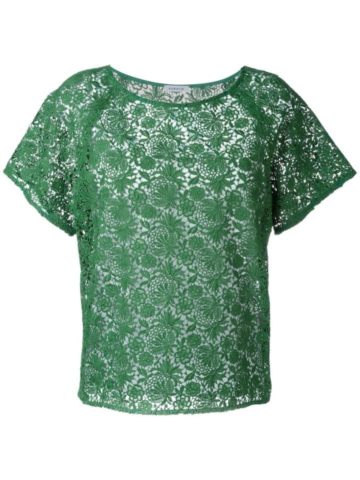 P.a.r.o.s.h. Embroidered Lace Blouse, Women's, Size: M, Green, Polyester/cotton