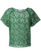 P.a.r.o.s.h. Embroidered Lace Blouse, Women's, Size: M, Green, Polyester/cotton