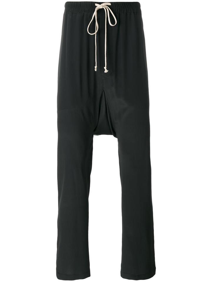 Rick Owens Drawstring Long Trousers, Men's, Size: 46, Black, Acetate/silk