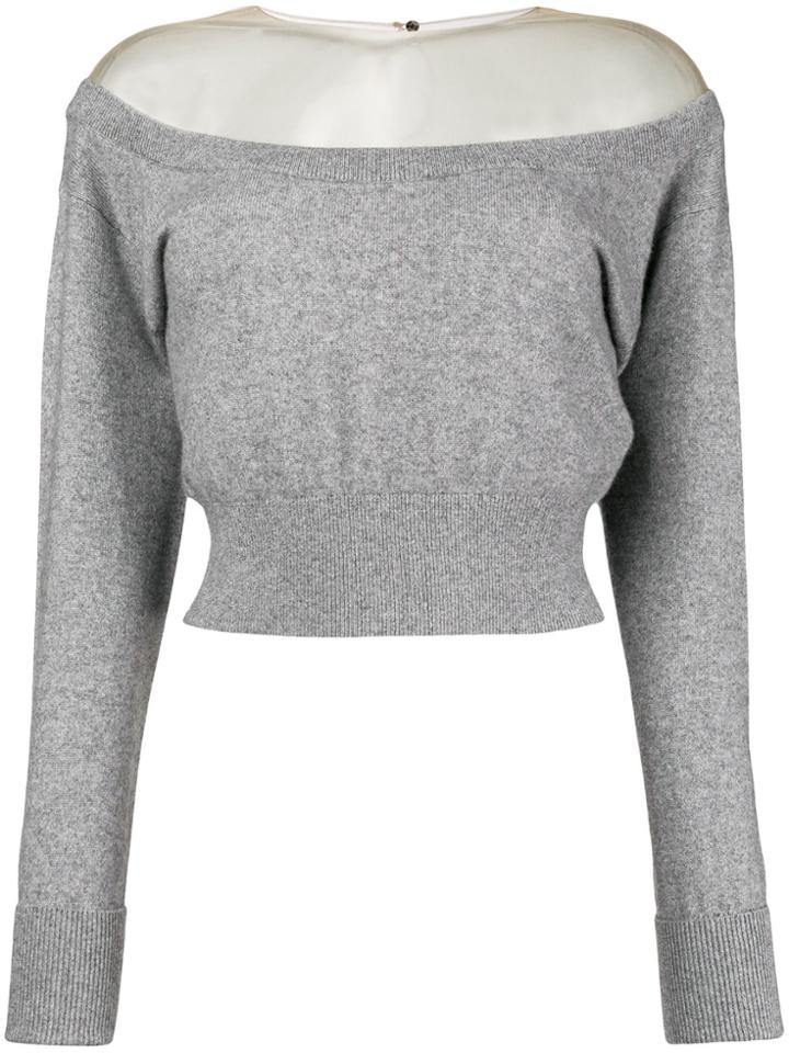 Alexander Wang Off-shoulder Cropped Sweater - Grey