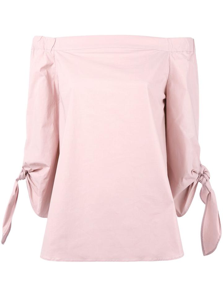 Erika Cavallini Off-shoulders Knot Blouse, Women's, Size: 42, Pink/purple, Cotton/spandex/elastane