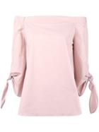 Erika Cavallini Off-shoulders Knot Blouse, Women's, Size: 42, Pink/purple, Cotton/spandex/elastane