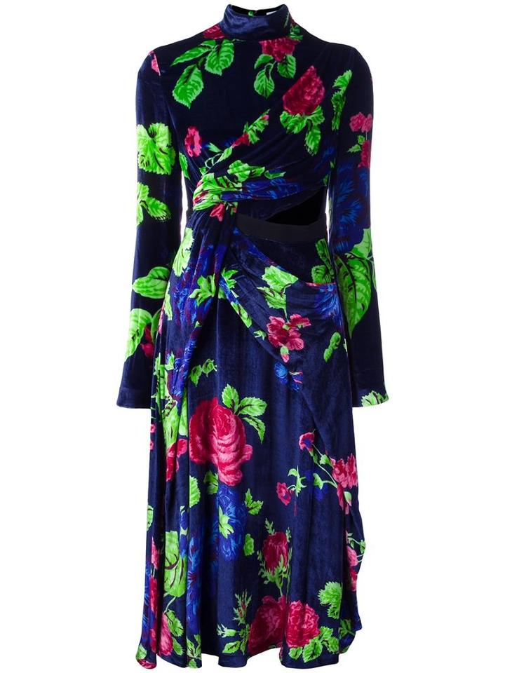 Msgm Floral Wrap Dress, Women's, Size: 38, Viscose/silk/polyester