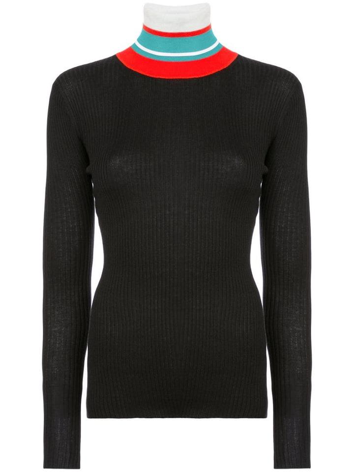 Proenza Schouler Pswl Ribbed Stripe Turtleneck - Black