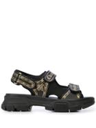 Gucci Leather And Mesh Sandals With Print - Black