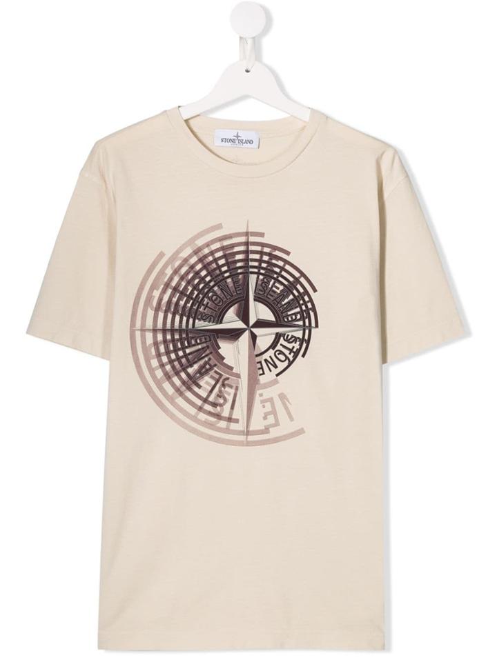 Stone Island Junior Teen Logo Print T-shirt - Neutrals