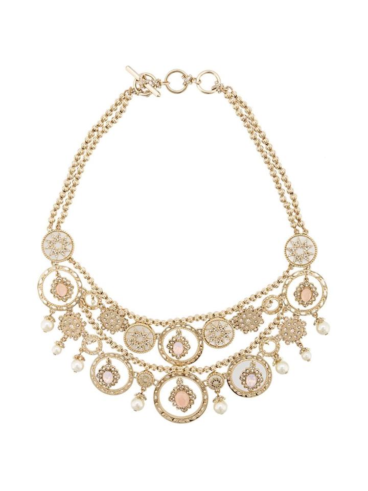 Marchesa Notte Faux Pearl And Crystal Collar - Yellow