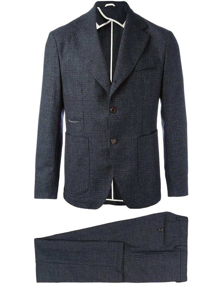 Al Duca D'aosta 1902 Checked Two Piece Suit, Men's, Size: 52, Blue, Cotton/cashmere/virgin Wool