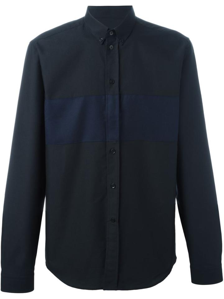 Ami Alexandre Mattiussi Contrast Stripe Shirt, Men's, Size: 39, Black, Cotton/wool