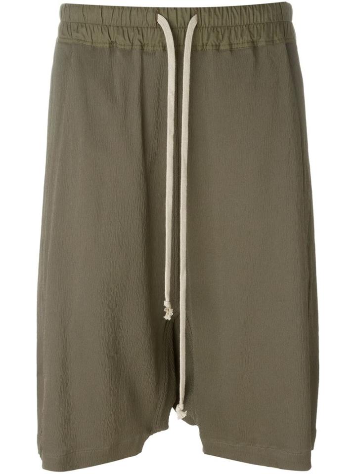 Rick Owens Drop Crotch Shorts, Women's, Size: 40, Green, Cotton/spandex/elastane/viscose