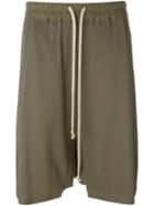 Rick Owens Drop Crotch Shorts, Women's, Size: 40, Green, Cotton/spandex/elastane/viscose