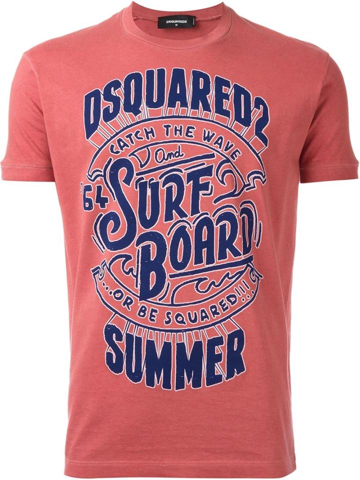 Dsquared2 Logo T-shirt, Men's, Size: L, Red, Cotton