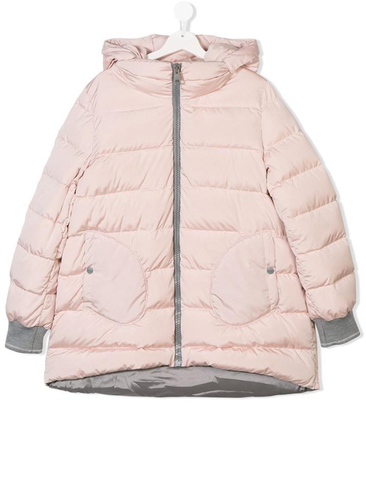 Herno Kids Hooded Padded Coat - Pink & Purple