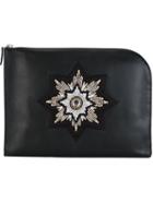Alexander Mcqueen Embellished Star Clutch, Men's, Black, Leather/viscose/glass