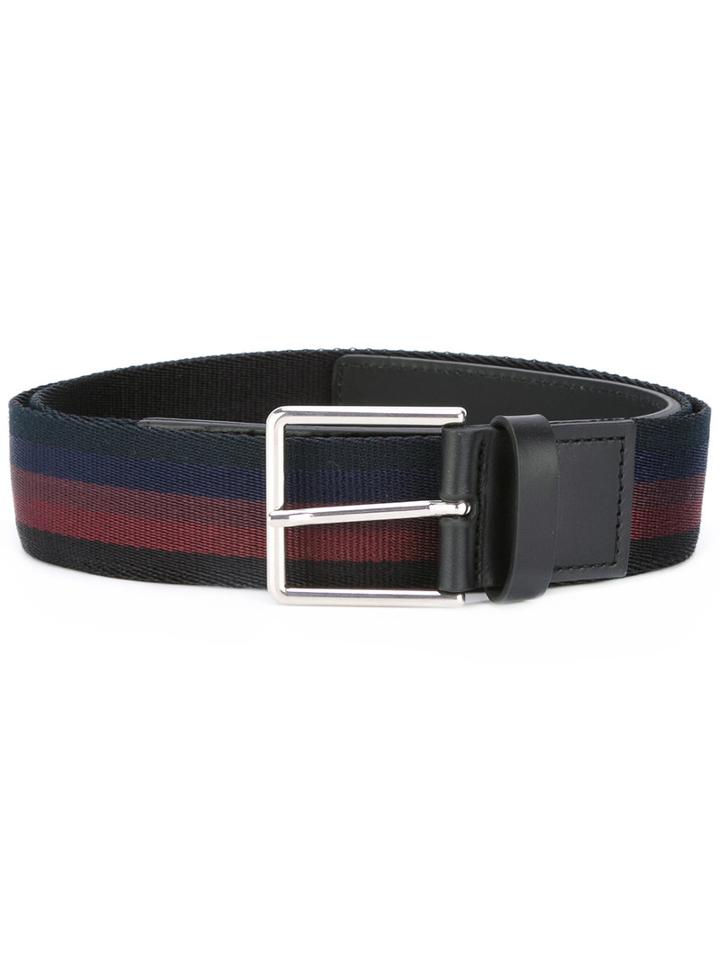 Paul Smith Striped Silver Buckle Belt, Men's, Size: 105, Blue, Polyamide/polyester
