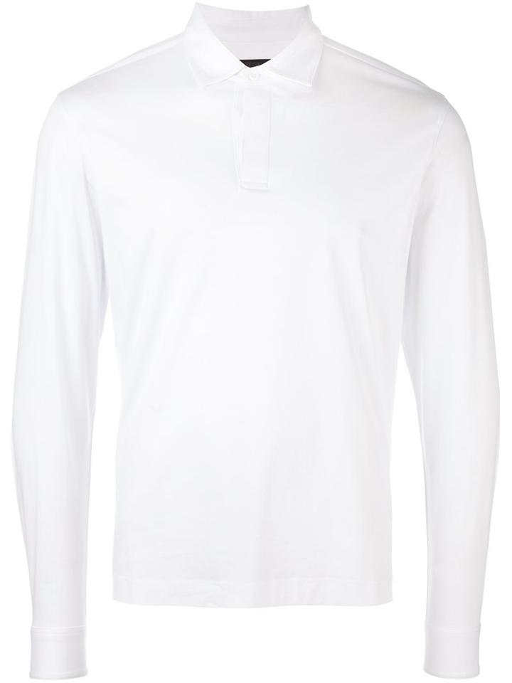 Z Zegna Long-sleeve Polo Shirt, Men's, Size: Small, White, Cotton