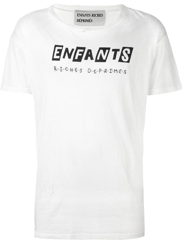 Enfants Riches Deprimes Logo Print T-shirt, Adult Unisex, Size: Medium, White, Cotton