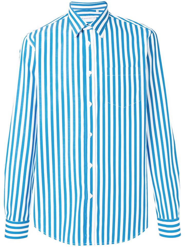 Department 5 Striped Button Down Shirt - Blue