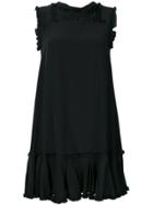 Ermanno Scervino Frilled Appliqué Mini Dress - Black