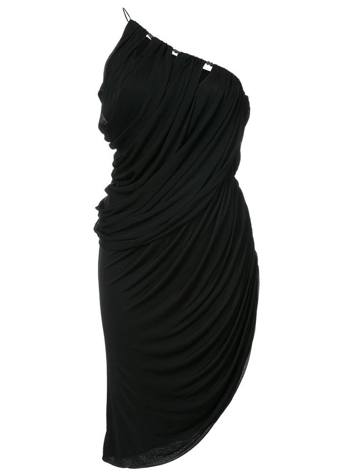Halston Heritage - Draped Asymmetric Dress - Women - Nylon/polyester/spandex/elastane/acetate - M, Black, Nylon/polyester/spandex/elastane/acetate