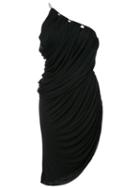 Halston Heritage - Draped Asymmetric Dress - Women - Nylon/polyester/spandex/elastane/acetate - M, Black, Nylon/polyester/spandex/elastane/acetate
