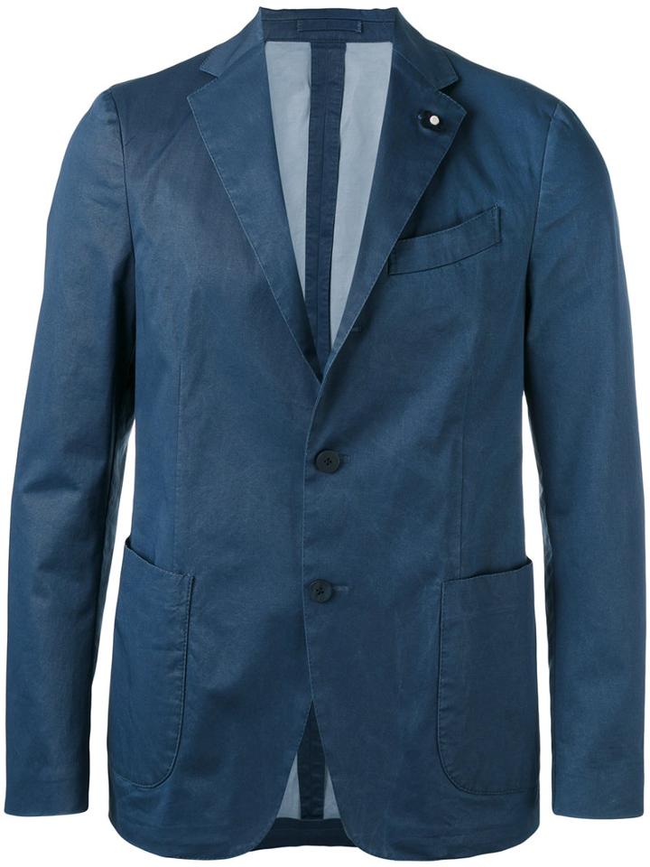 Lardini - Two Button Blazer - Men - Cotton/polyester/spandex/elastane - 50, Blue, Cotton/polyester/spandex/elastane