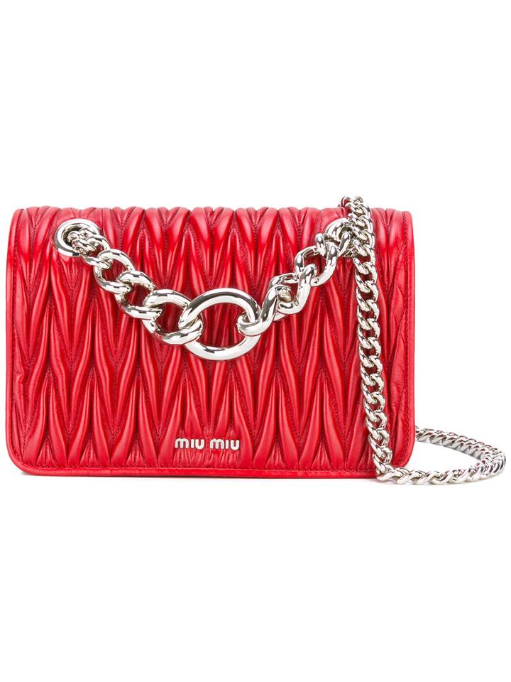 Miu Miu Quilted Shoulder Bag, Women's, Red, Calf Leather