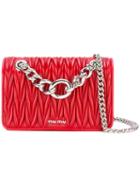 Miu Miu Quilted Shoulder Bag, Women's, Red, Calf Leather