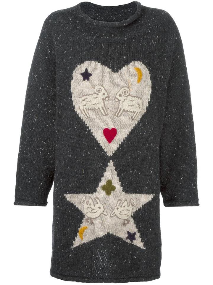 Jc De Castelbajac Vintage Heart & Star Intarsia Knit Jumper, Women's, Grey