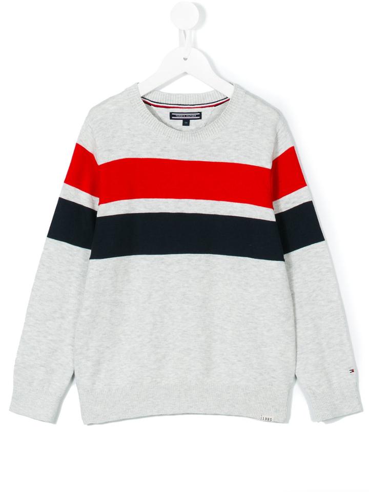 Tommy Hilfiger Junior - Striped Sweater - Kids - Cotton - 7 Yrs, Grey