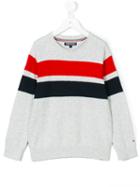Tommy Hilfiger Junior - Striped Sweater - Kids - Cotton - 7 Yrs, Grey