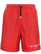 Givenchy Paris Logo Swim Shorts - Red